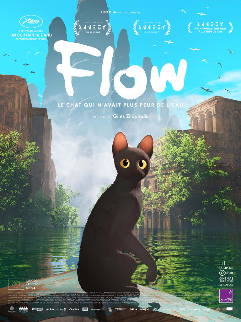 Affiche du film Flow, le chat qui n'avait plus peur de l'eau de Gints Zilbalodis
